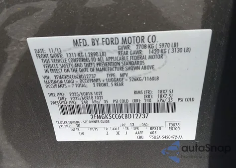 2012 Ford Flex Sel z USA, uszkodzony, nr VIN 2FMGK5CC6CBD12737